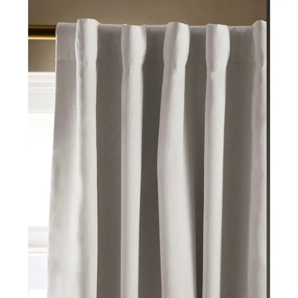 Quince European Linen Room Darkening Curtain Flax Single Panel 48x108in NWT